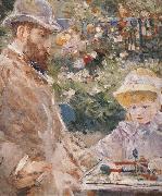 Berthe Morisot, Detail of Manet and his daughter